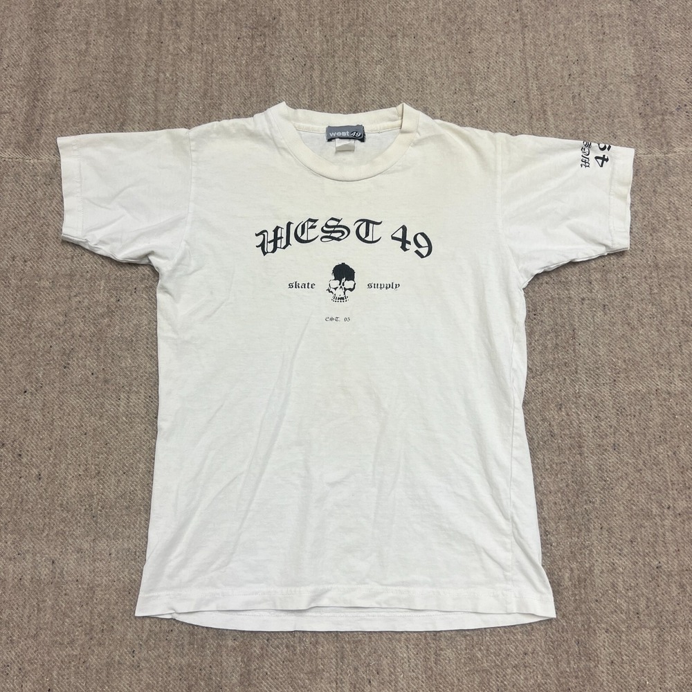 Vintage West 49 Shirt Mens Medium White 1990s Canada Skateboard Streetwear